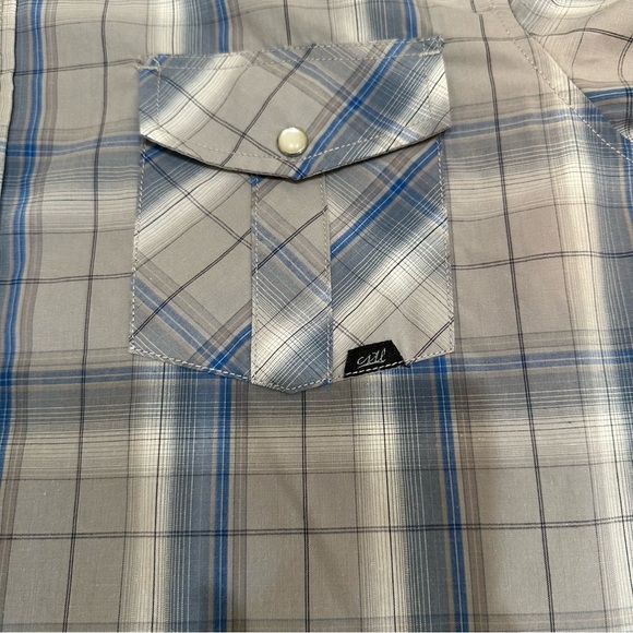 Men's Coastal Blue Plaid Wester Shirt - Picture 9 of 9